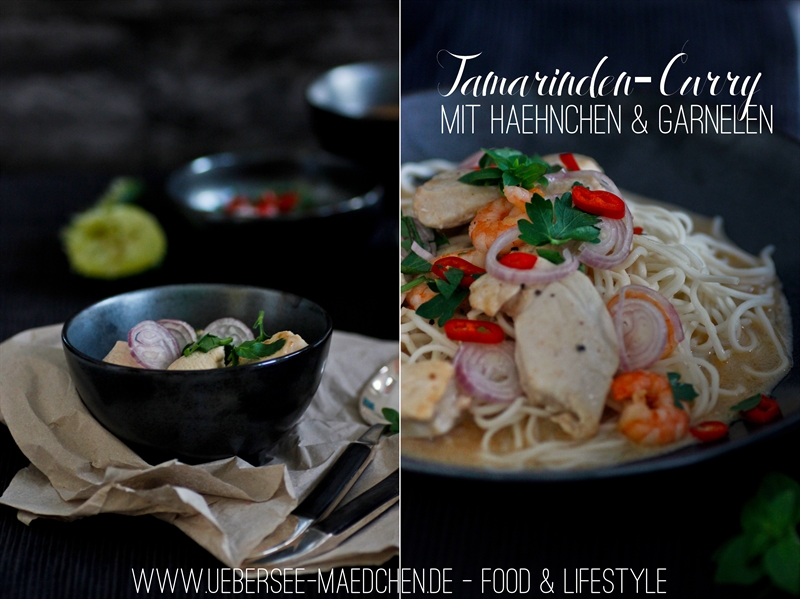 Tamarinden-Curry mit Hähnchen und Garnelen