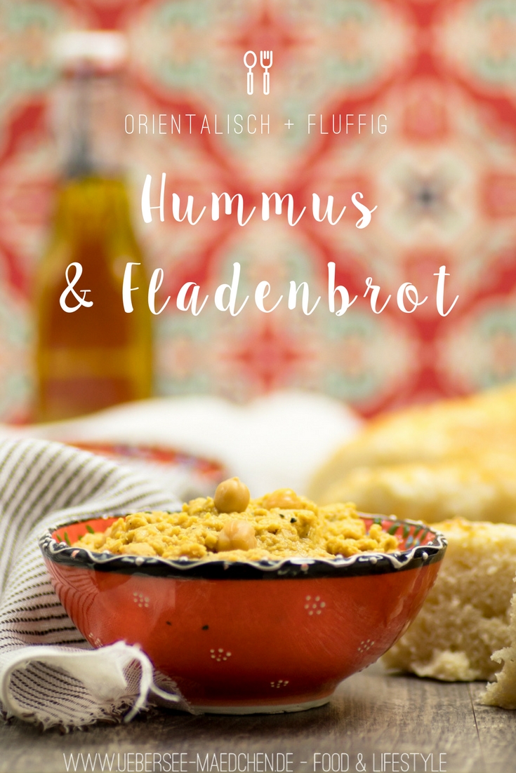 Rezept für Hummus mit Ras el Hanout und Fladenbrot aus Hefeteig
