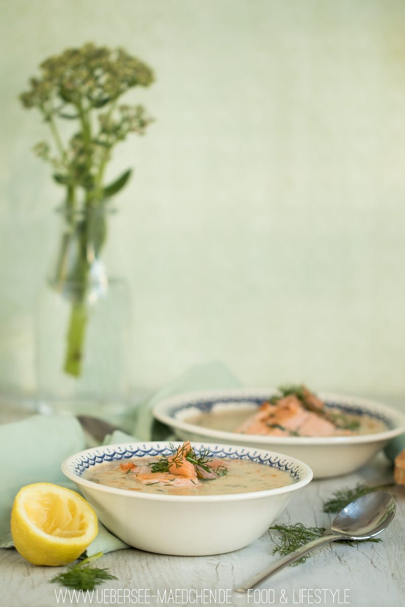 Lachssuppe mit Lachsforelle leichte cremige Suppe Vorspeise von ÜberSee-Mädchen Foodblog vom Bodensee Überlingen