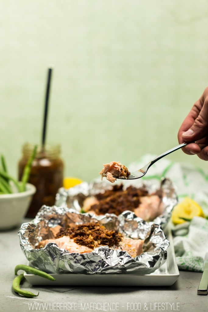 Lachspäckchen mit Bohnen und Pesto aus dem Ofen ÜberSeeMädchen
