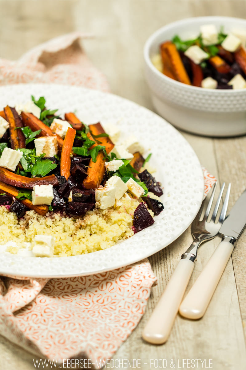  Couscous mit glasierter Roter Beete, Karotten, Feta und Petersilie einfaches Ofengericht Rezept von ÜberSee-Mädchen Foodblog vom Bodensee Überlingen