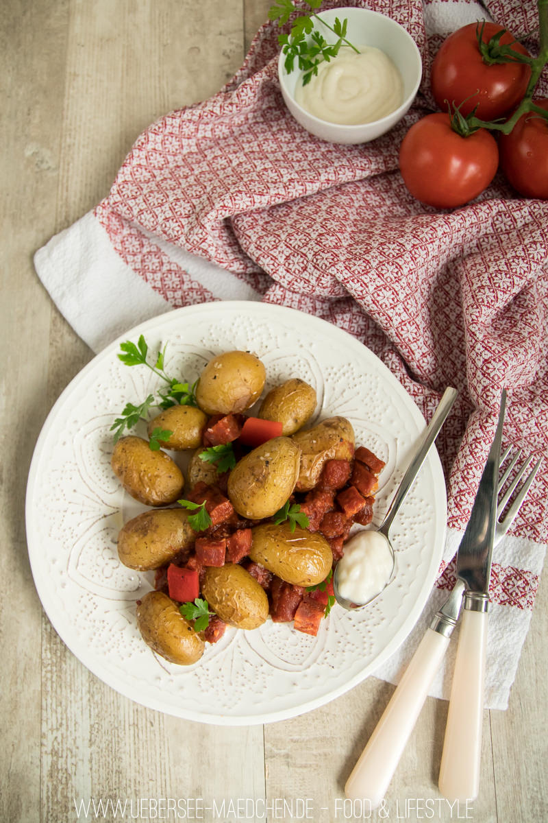Kartoffeln mit Chorizo-Paprika-Sauce schnelles Abendessen von ÜberSee-Mädchen Foodblog vom Bodensee Überlingen