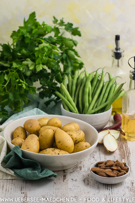 Zutaten für portugiesischen Kartoffelsalat mit Bohnen