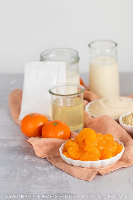 Zutaten für Mandarinencreme Dosenmandarinen Joghurt Mandeln