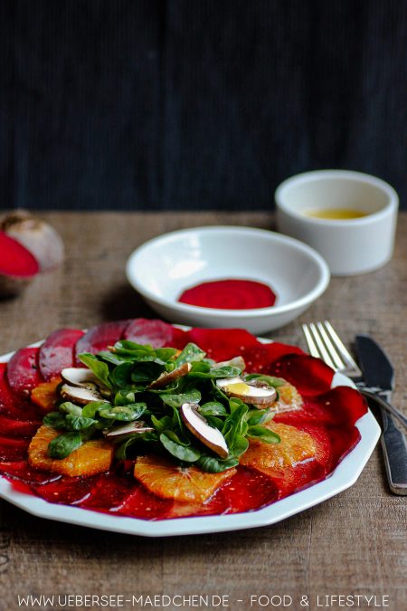 Rote-Bete-Carpaccio mit Salat Orangen leckere Vorspeise Rezept von ÜberSee-Mädchen Foodblog vom Bodensee