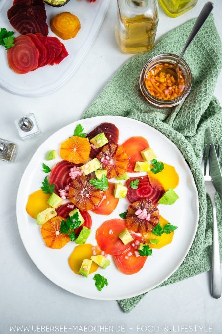 Ringelbete-Salat mit Blutorange Avocado Zitrusvinaigrette Rezept