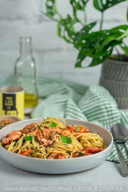 Spaghetti Aglio e olio mit Garnelen JustSpices Rezept