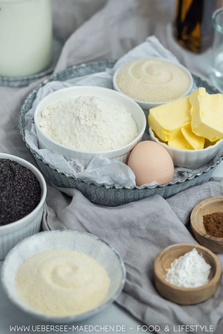 Alle Zutaten für Mohnstreuselkuchen einfaches Kuchenrezept