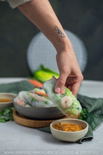 Summer rolls wie in Vietnam mit Garnele Gemüse Fischsaucen-Dip Rezept von ÜberSee-Mädchen Foodblog