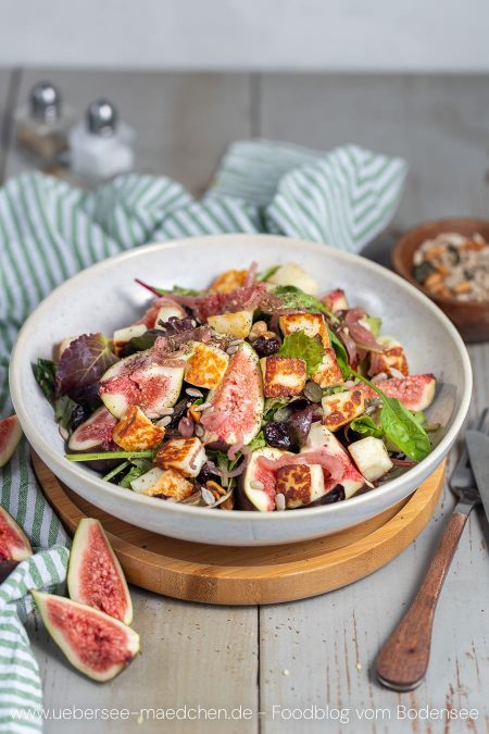 Salat mit Feigen Halloumi Nüsse Rezept von ÜberSee-Mädchen Foodblog vom Bodensee