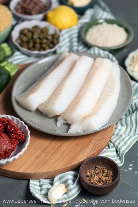 Kabeljau für ein würzig-leckeres Rezept mit Nduja, Mandeln und Panko als Kruste